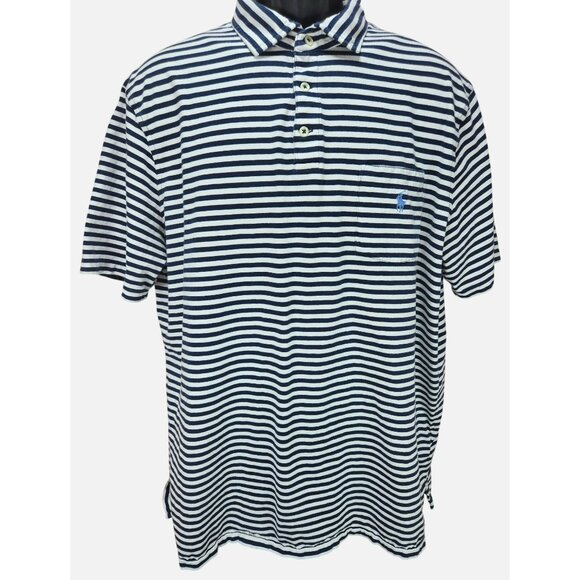 Polo Ralph Lauren Mens Classic Fit Navy Striped Polo Shirt XL - Picture 1 of 8